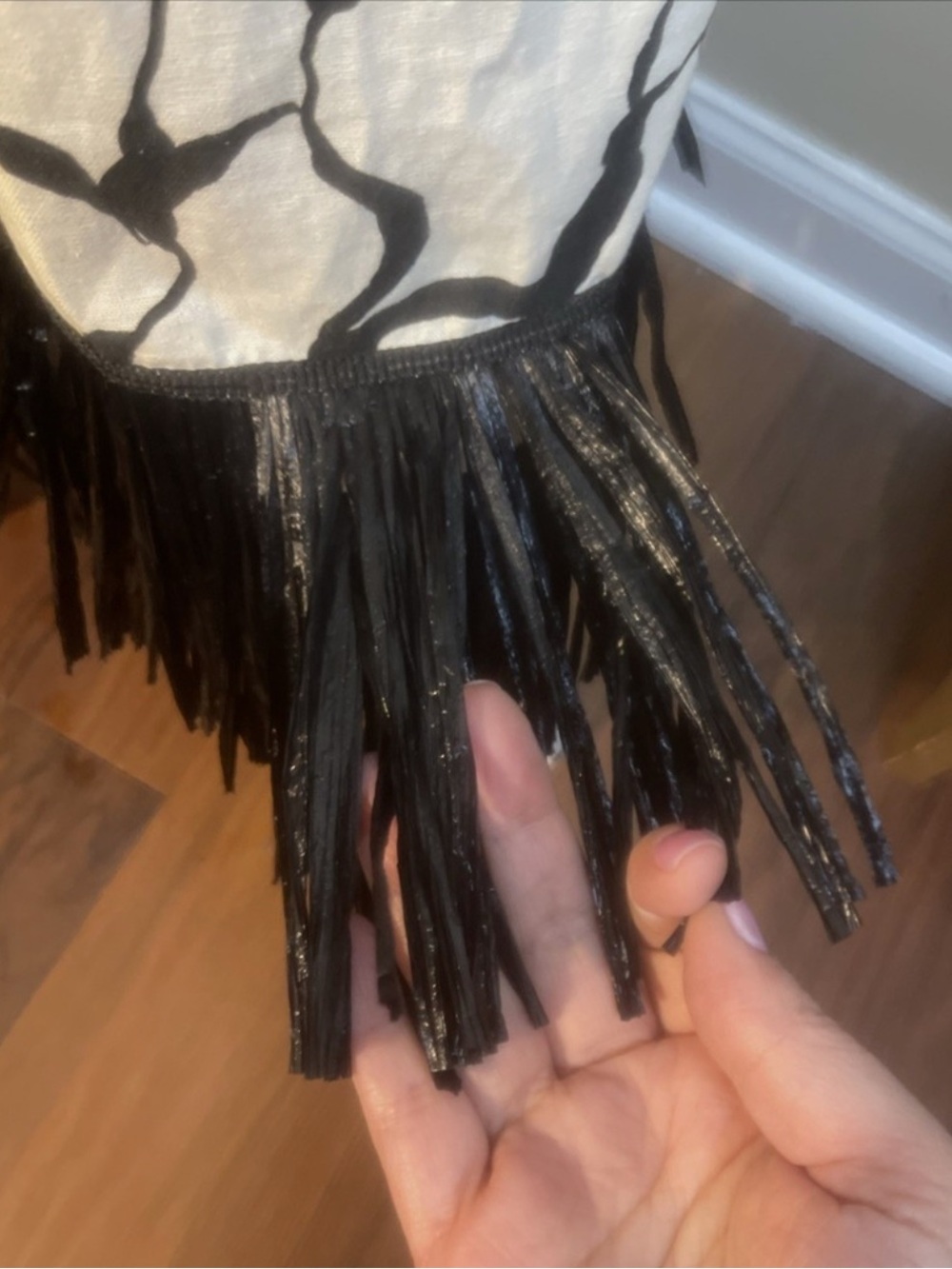 ANTONIO MELANI X M.G.
Style Black/Cream Halter
Midi Dress w/ raffia Fringe sz 6 - Picture 13 of 14
